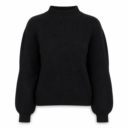 Zara Women's Black Mock Neck Ribbed Knit Jumper Size 12