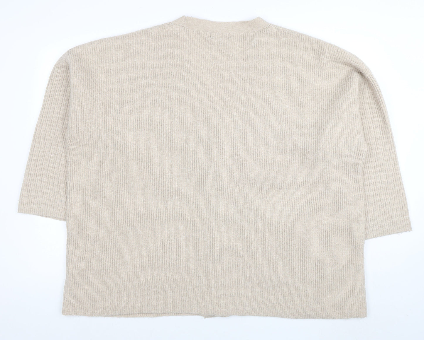 F&F Women’s Beige Wool Blend V-Neck 3/4 Sleeve Cardigan Size L