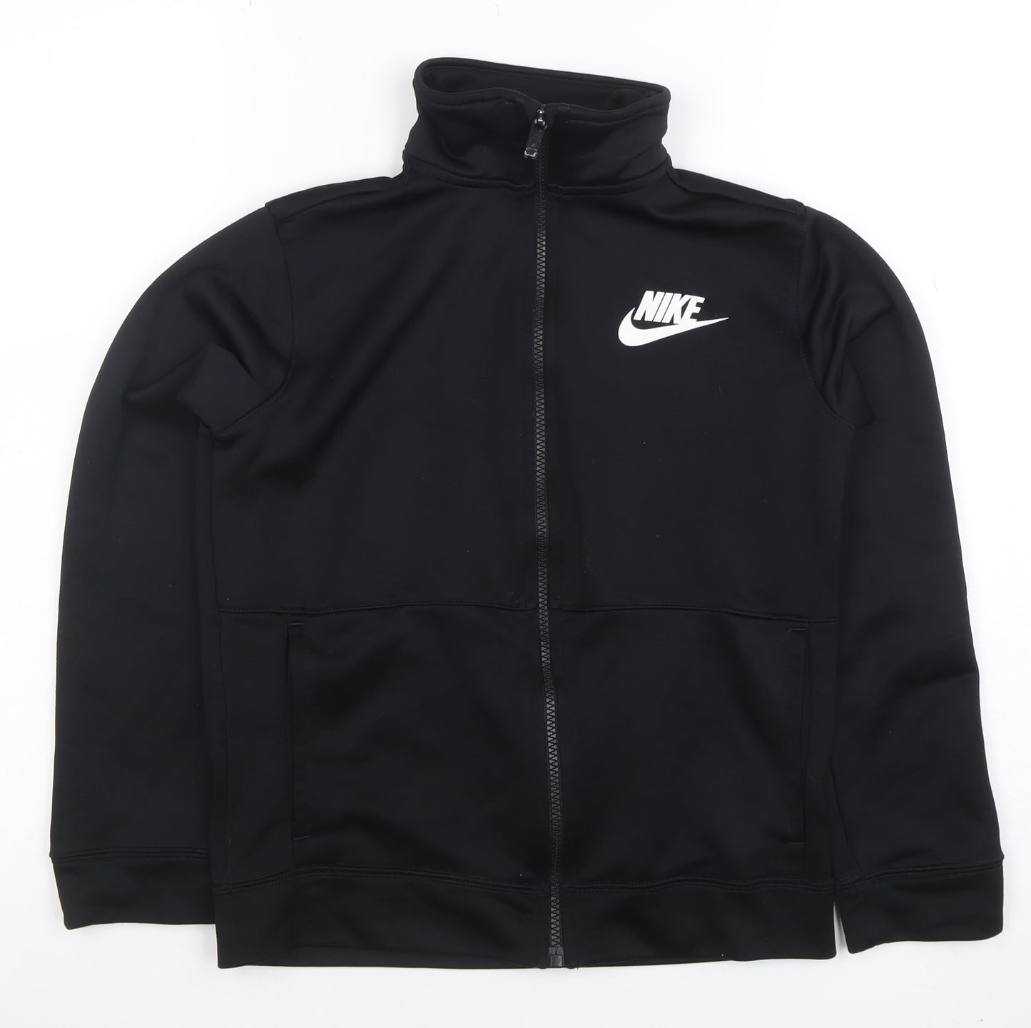 Nike Boys Black Full Zip Hoodie Sweatshirt Size 10-12 Years Polyester