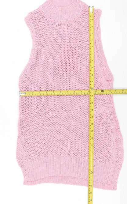 Forever 21 Women’s Pink Sleeveless Open-Knit Pullover Jumper XS