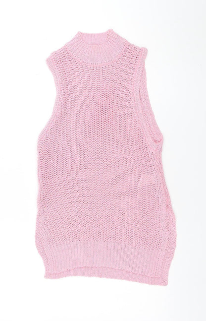 Forever 21 Women’s Pink Sleeveless Open-Knit Pullover Jumper XS