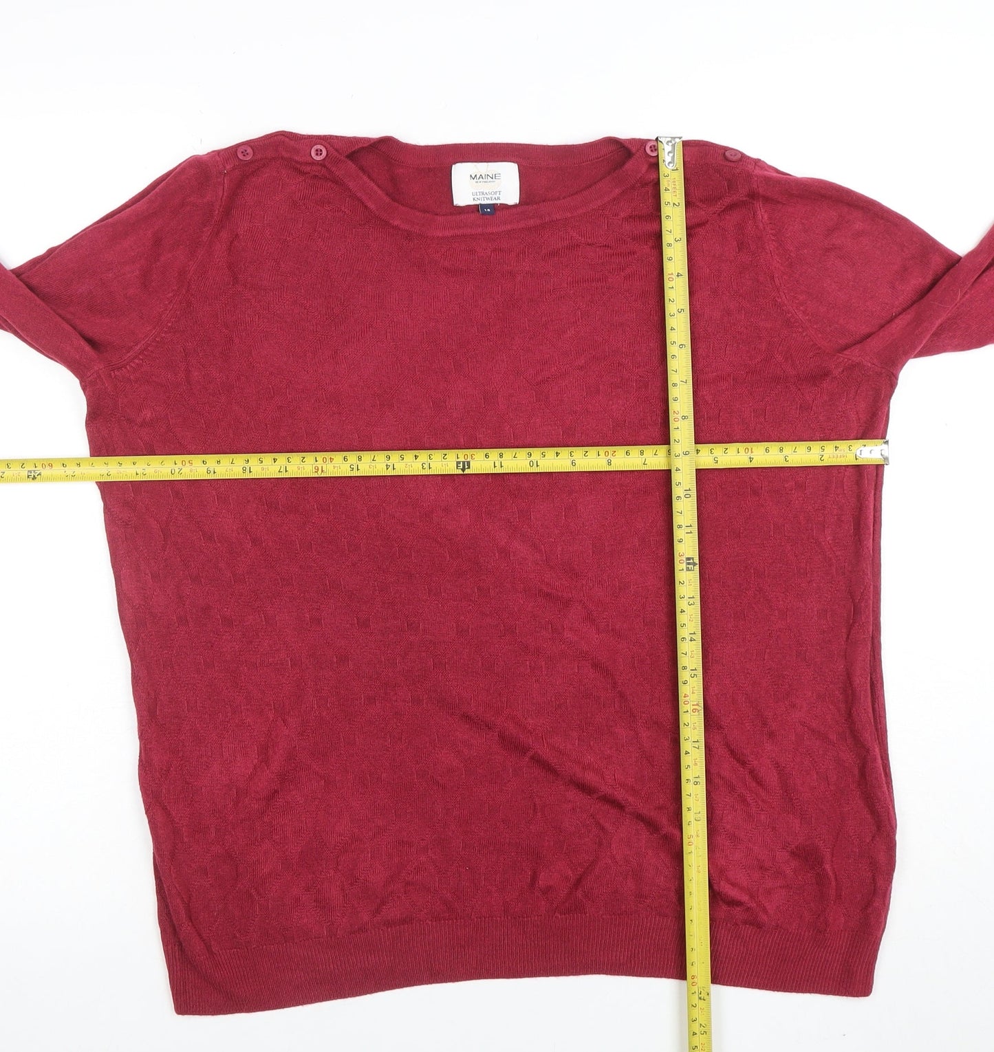 Maine New England Women’s Red Crew Neck Long Sleeve Pullover Jumper Size 18