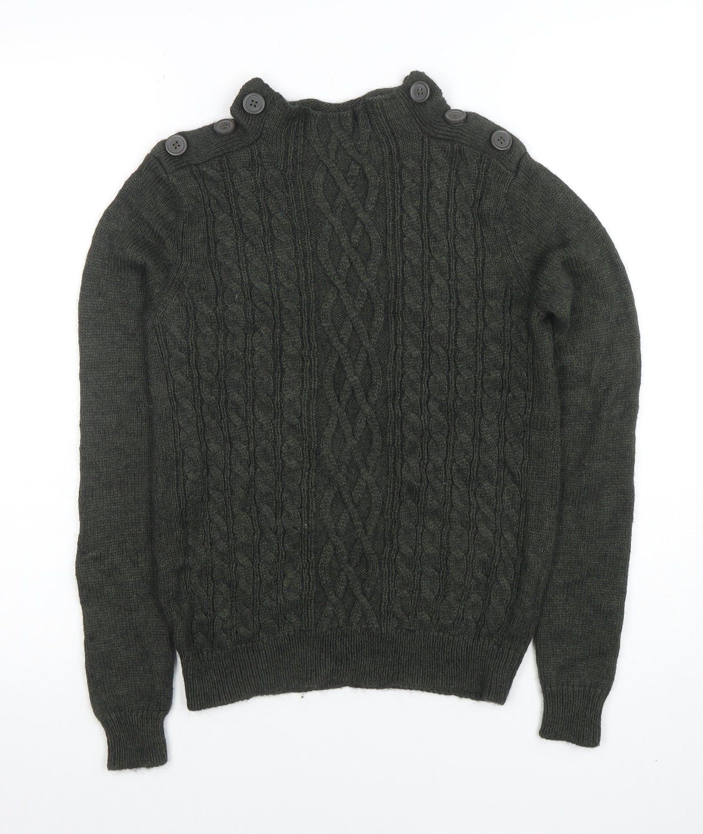 Vero Moda Women’s Green Cable Knit High Neck Jumper Size S