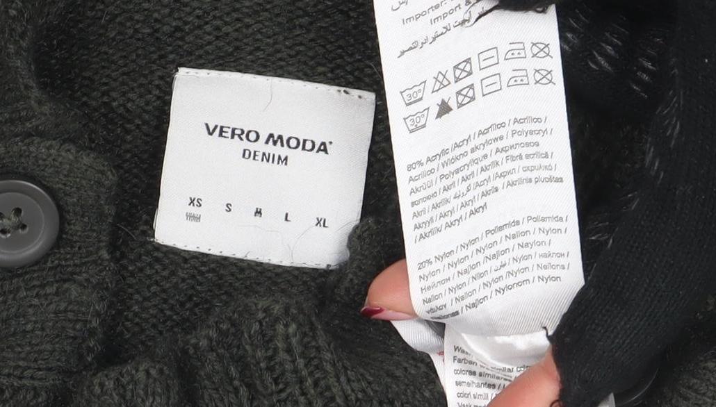 Vero Moda Women’s Green Cable Knit High Neck Jumper Size S