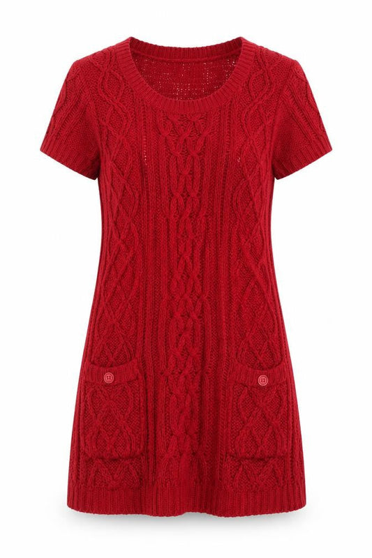 New Look Women Red Knit Jumper Dress Size 12 Short Sleeve