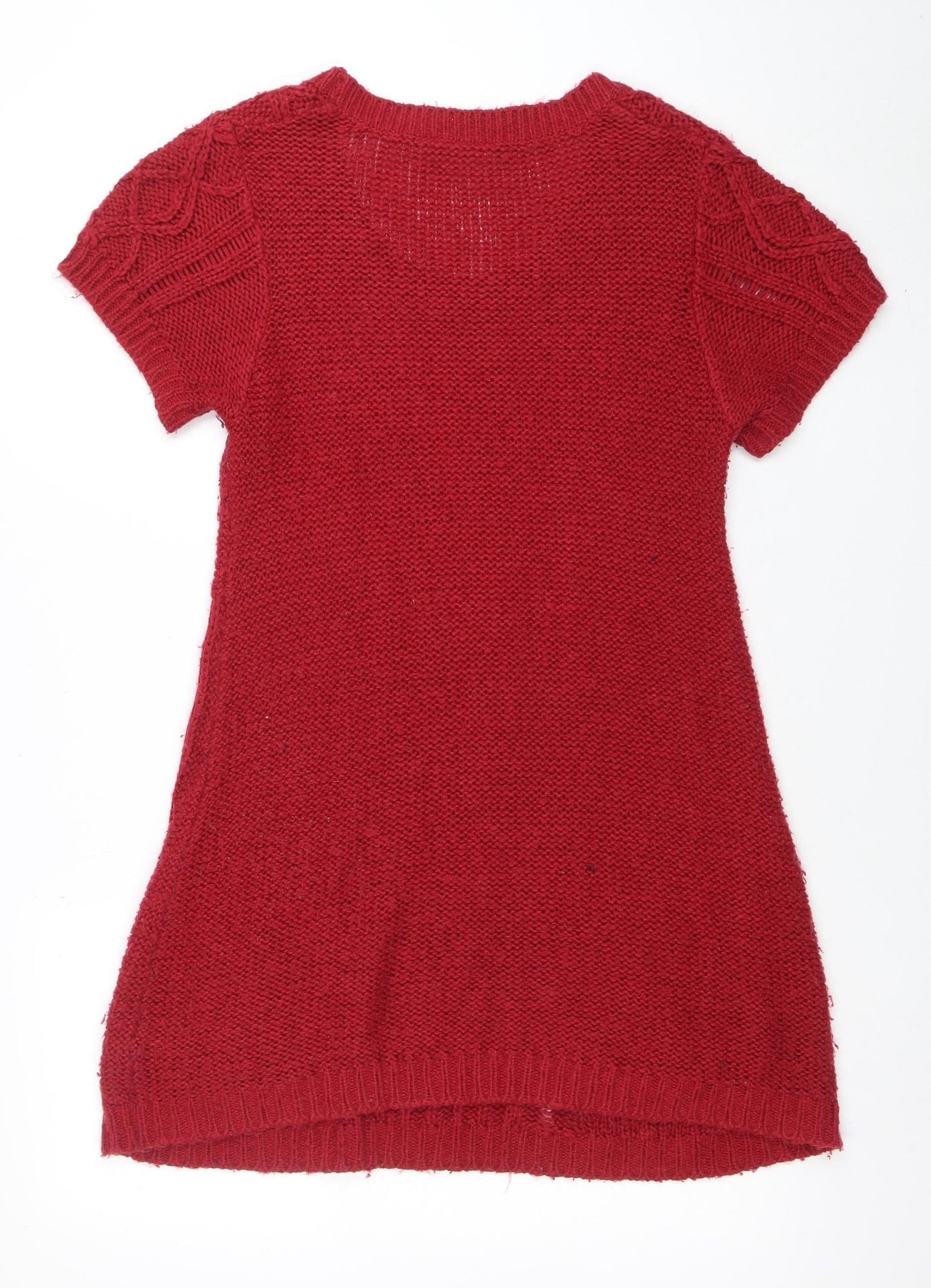 New Look Women Red Knit Jumper Dress Size 12 Short Sleeve