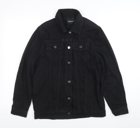 Boohoo Women’s Black Chain Detail Denim Jacket Size 6