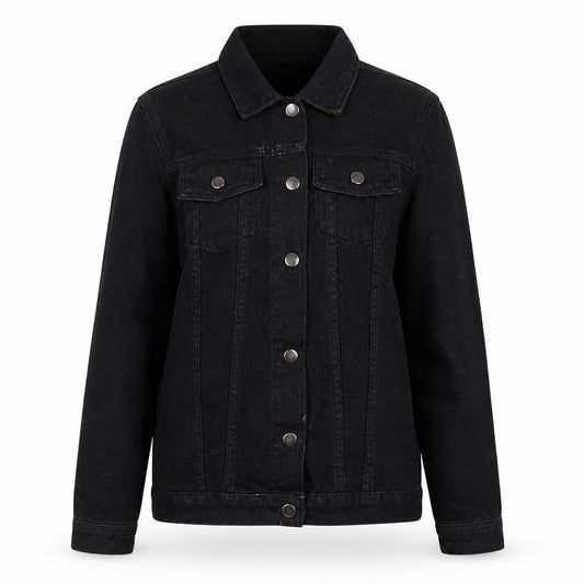 Boohoo Women’s Black Chain Detail Denim Jacket Size 6