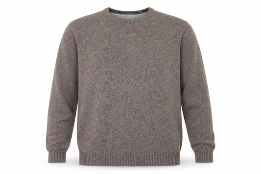Front view of Maine New England Men's Brown XL Cotton Crew Neck Jumper