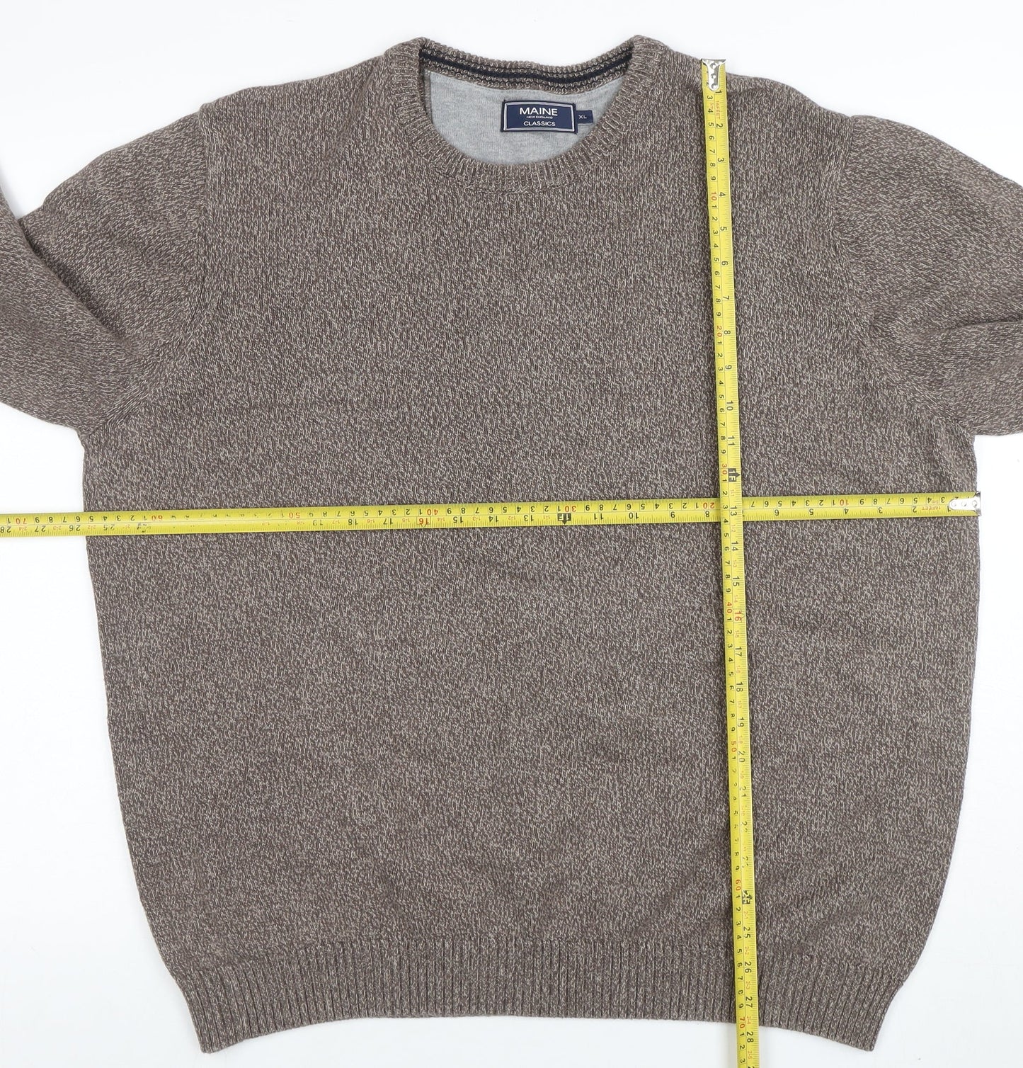 Maine New England Men's Brown XL Cotton Crew Neck Jumper