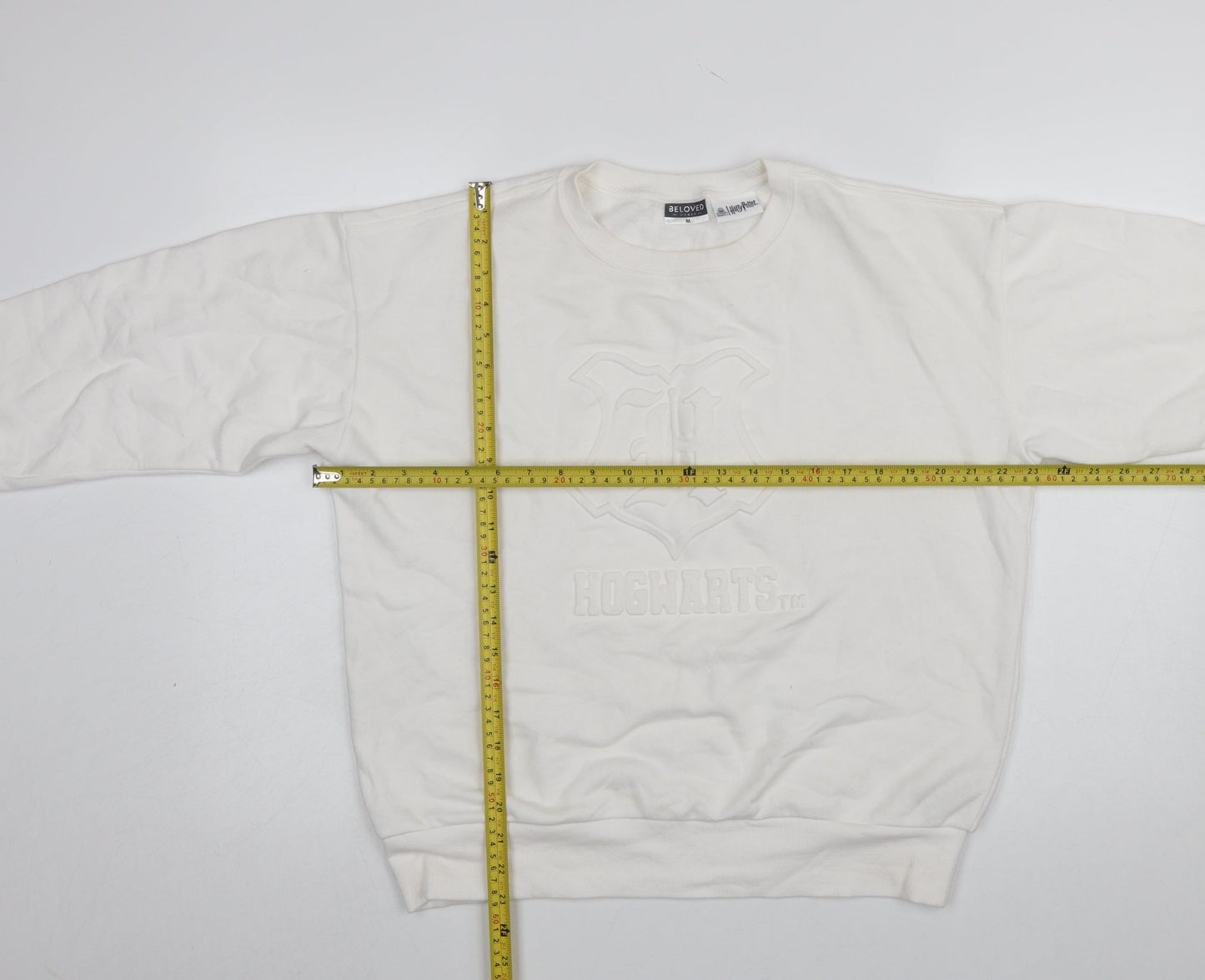 Beloved Woman White Hogwarts Sweatshirt Medium Cotton Blend