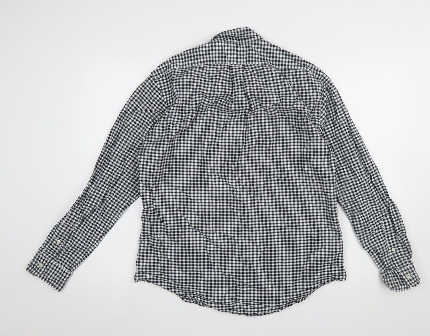 Ralph Lauren Men's Black White Slim Fit Check Long Sleeve Shirt L
