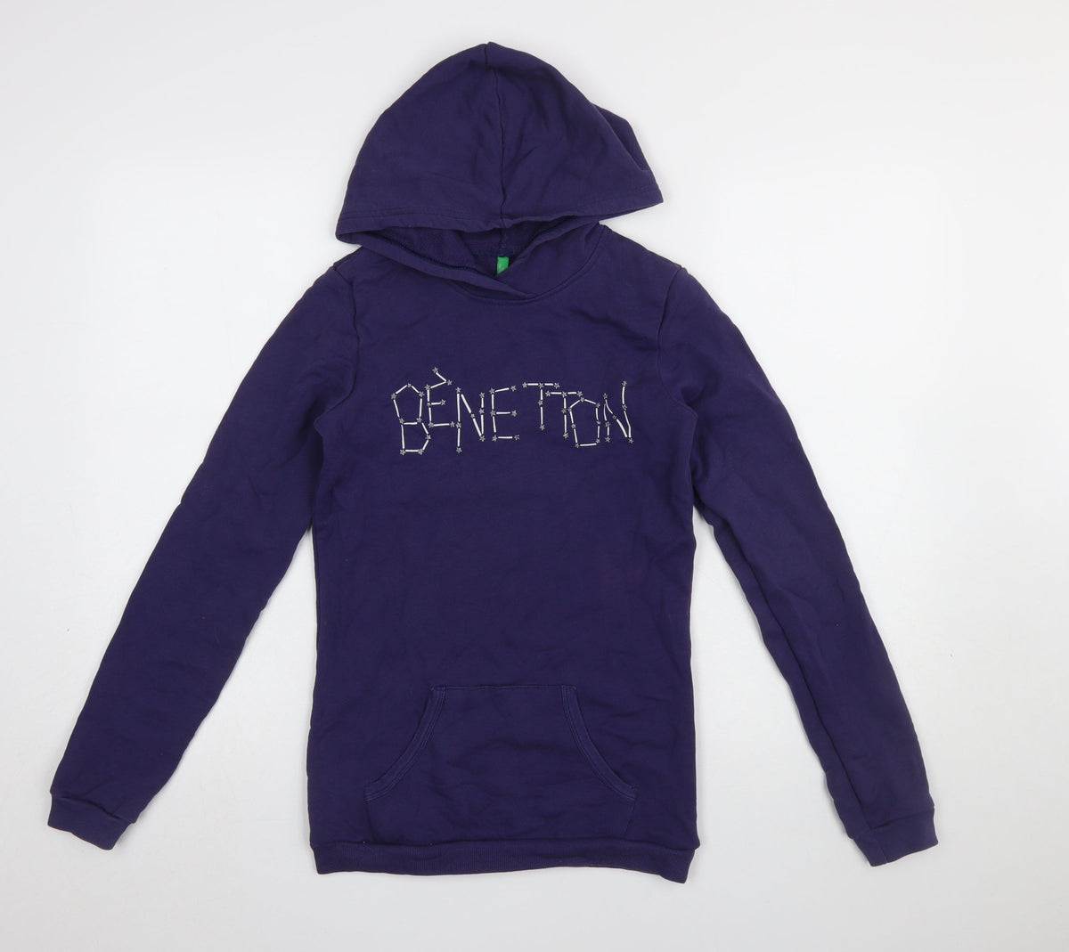 United Colors of Benetton Girls Purple Pullover Hoodie 13-14 Years Logo Cotton