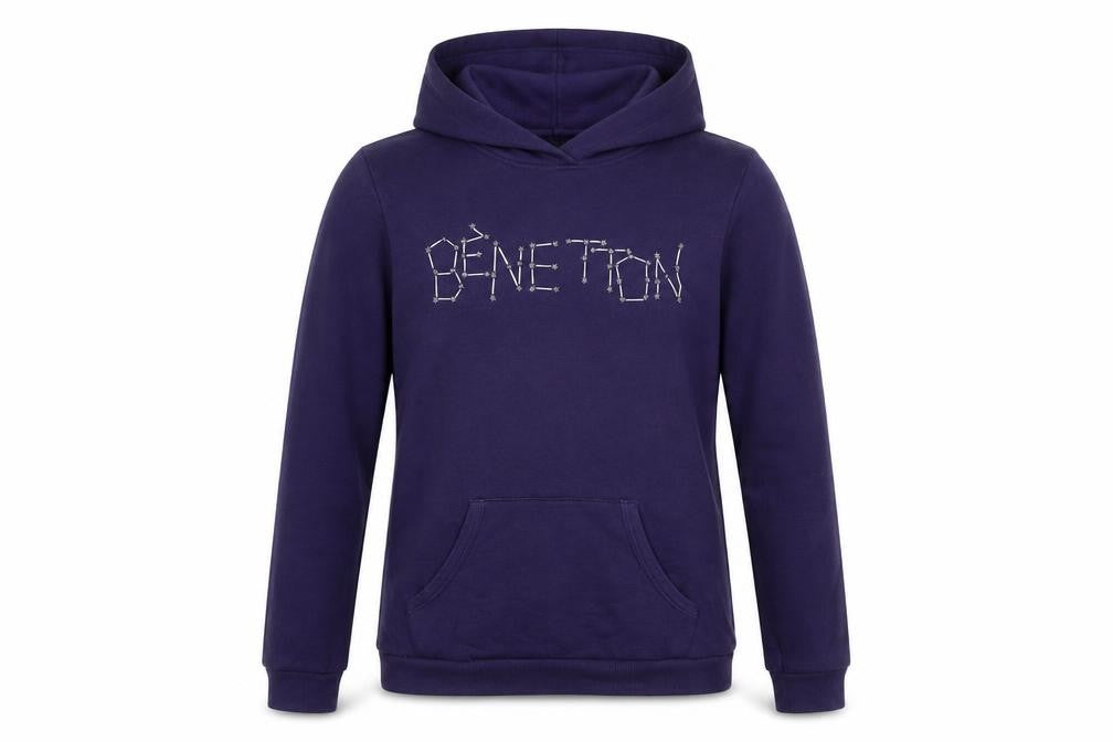 United Colors of Benetton Girls Purple Pullover Hoodie 13-14 Years Logo Cotton