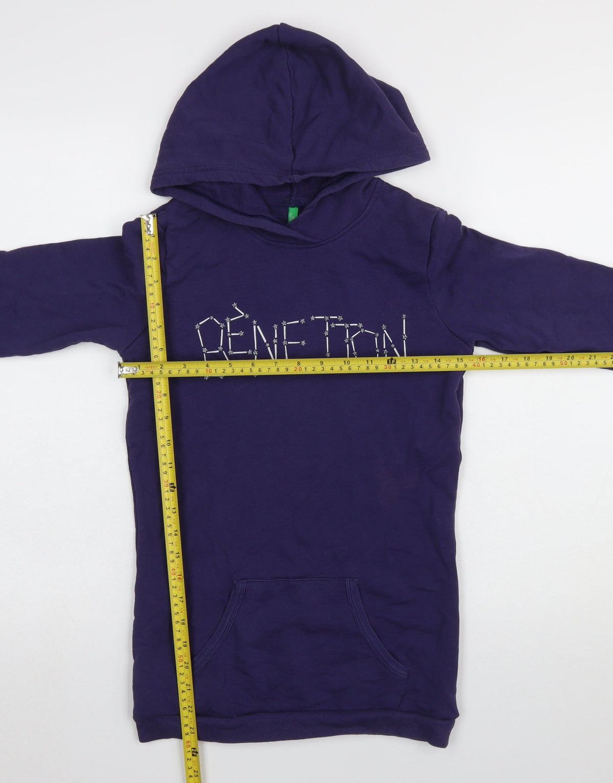 United Colors of Benetton Girls Purple Pullover Hoodie 13-14 Years Logo Cotton