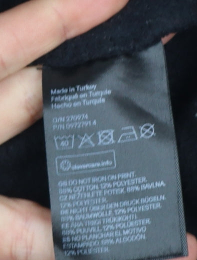 H&M Boys Black PlayStation Pullover Hoodie 14 Years Graphic Print Cotton Blend