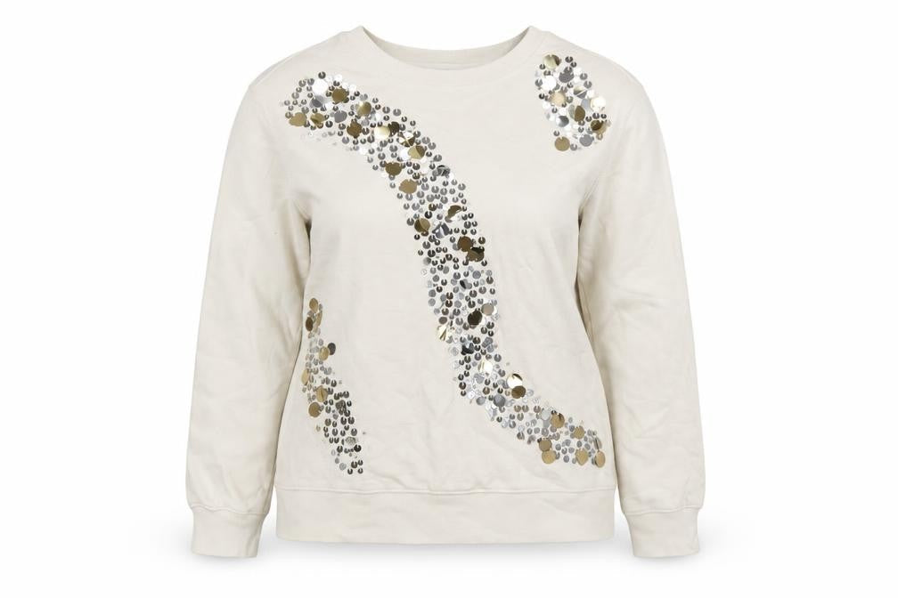 Marks & Spencer Women Ivory Sequin Pullover Sweatshirt Size S