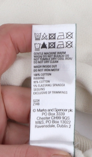 Marks and Spencer Women Ivory Sequin Pullover Sweatshirt Size S