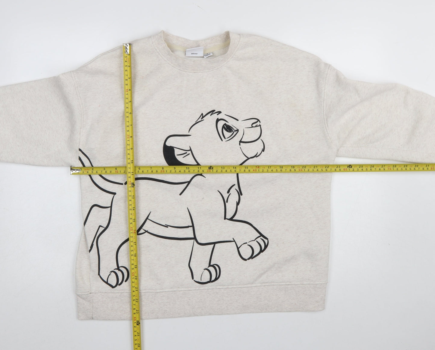 Disney Women Beige Lion King Simba Graphic Pullover Sweatshirt M