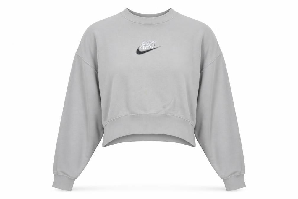 Nike Women Grey XS Loose Fit Crew Neck Sweatshirt Pullover