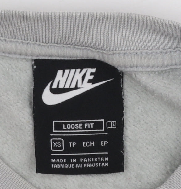 Nike Women Grey XS Loose Fit Crew Neck Sweatshirt Pullover