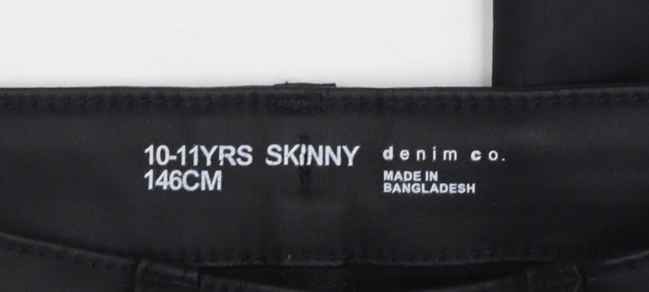 Denim Co. Girls Black Skinny Jeans 10-11 Years Stretch Viscose Blend