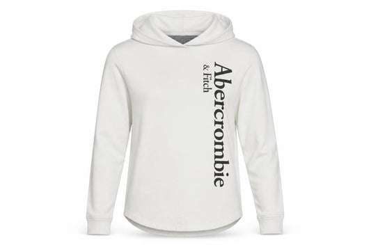 Abercrombie & Fitch Women's White XS Pullover Hoodie Cotton Long Sleeve