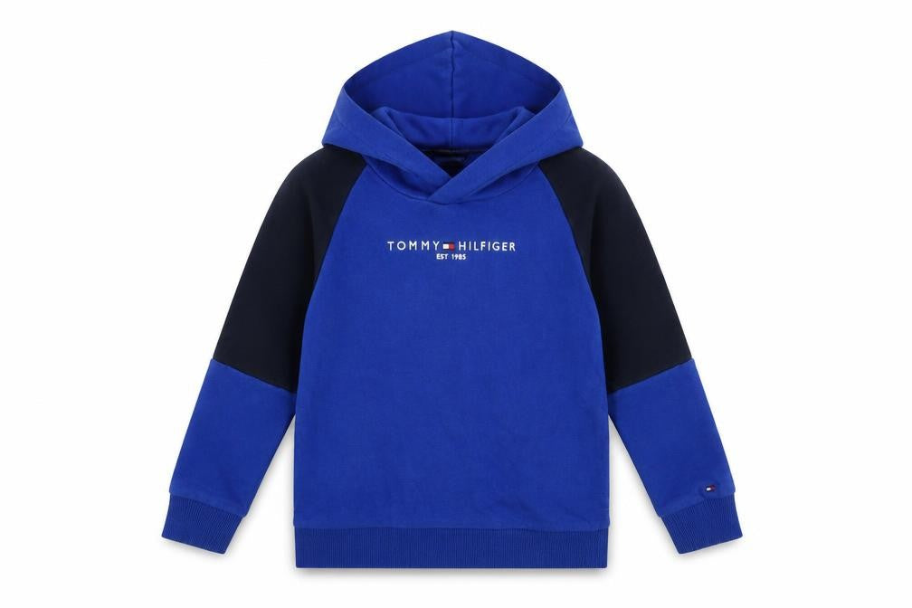 Tommy Hilfiger Boys Blue Pullover Hoodie 3 Years Cotton Logo Sweatshirt