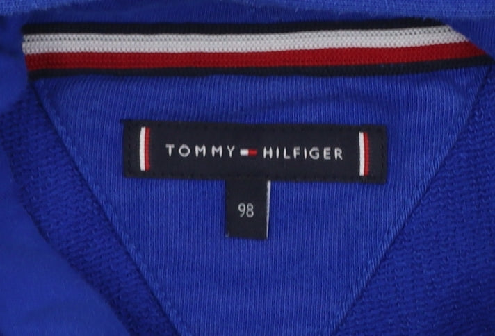 Tommy Hilfiger Boys Blue Pullover Hoodie 3 Years Cotton Logo Sweatshirt