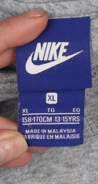 Nike Boys Grey Pullover Hoodie XL 13-15 Years Cotton Fleece Sweatshirt
