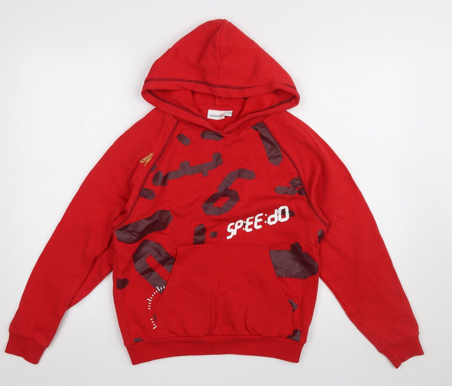Speedo Boys Red Pullover Hoodie 10-12 Years Cotton Graphic Print