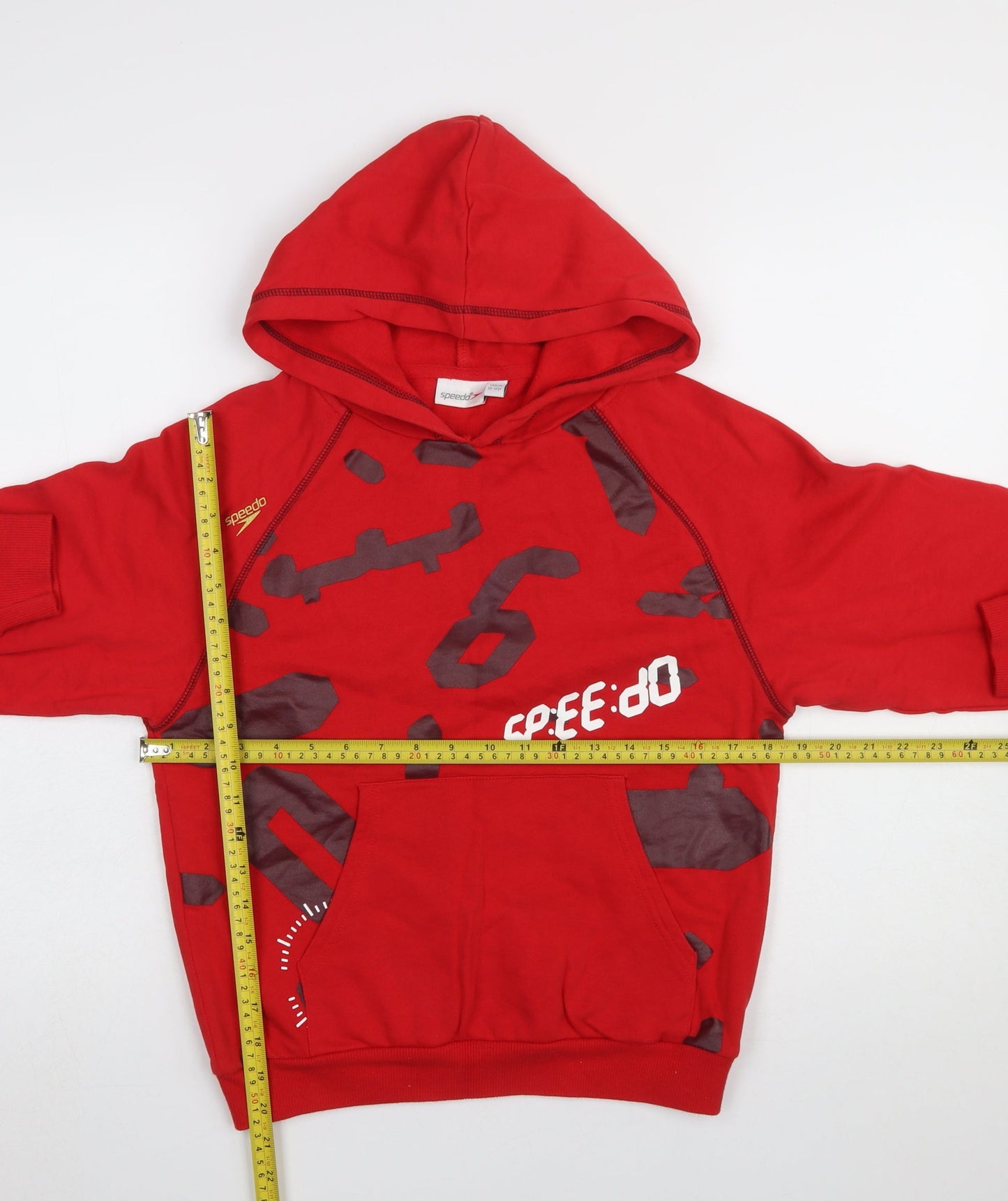 Speedo Boys Red Pullover Hoodie 10-12 Years Cotton Graphic Print