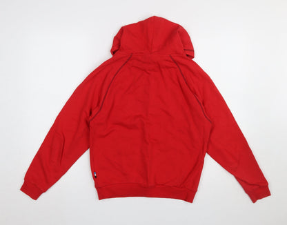 Close-up detail of Speedo boys’ red pullover hoodie 10-12 years cotton graphic print