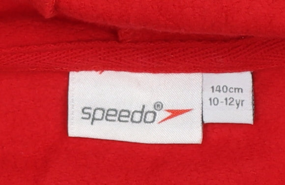 Speedo Boys Red Pullover Hoodie 10-12 Years Cotton Graphic Print