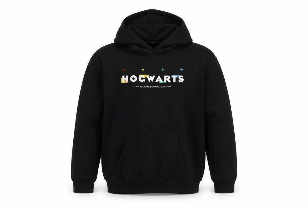 Harry Potter Boys Black Hogwarts Pullover Hoodie XL Cotton Blend