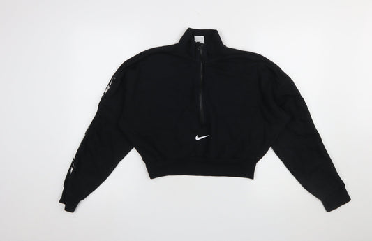Nike Women's Black 1/4 Zip Sweatshirt Small Cotton Blend Logo Sportswear