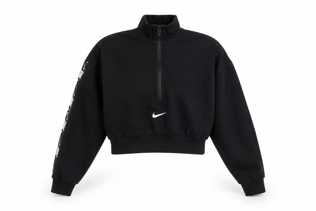Nike Women's Black 1/4 Zip Sweatshirt Small Cotton Blend Logo Sportswear