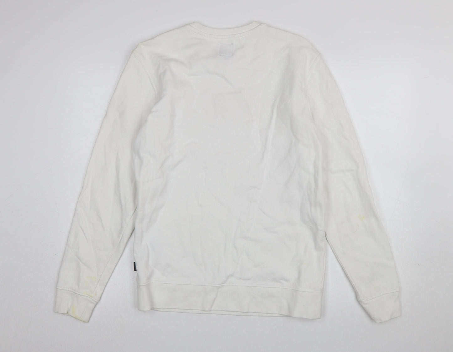 Vans Men's White Small Crew Neck Logo Pullover Sweatshirt