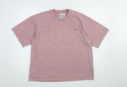 Adidas Womens Pink Organic Cotton Relaxed T-Shirt Size L