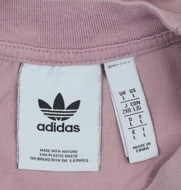 Adidas Womens Pink Organic Cotton Relaxed T-Shirt Size L