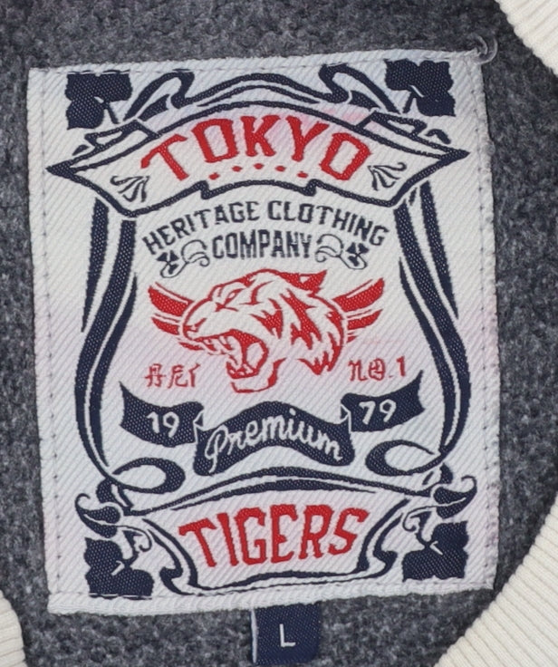Tokyo Tigers Men's Blue Fair Isle Knit Crew Neck Sweatshirt L