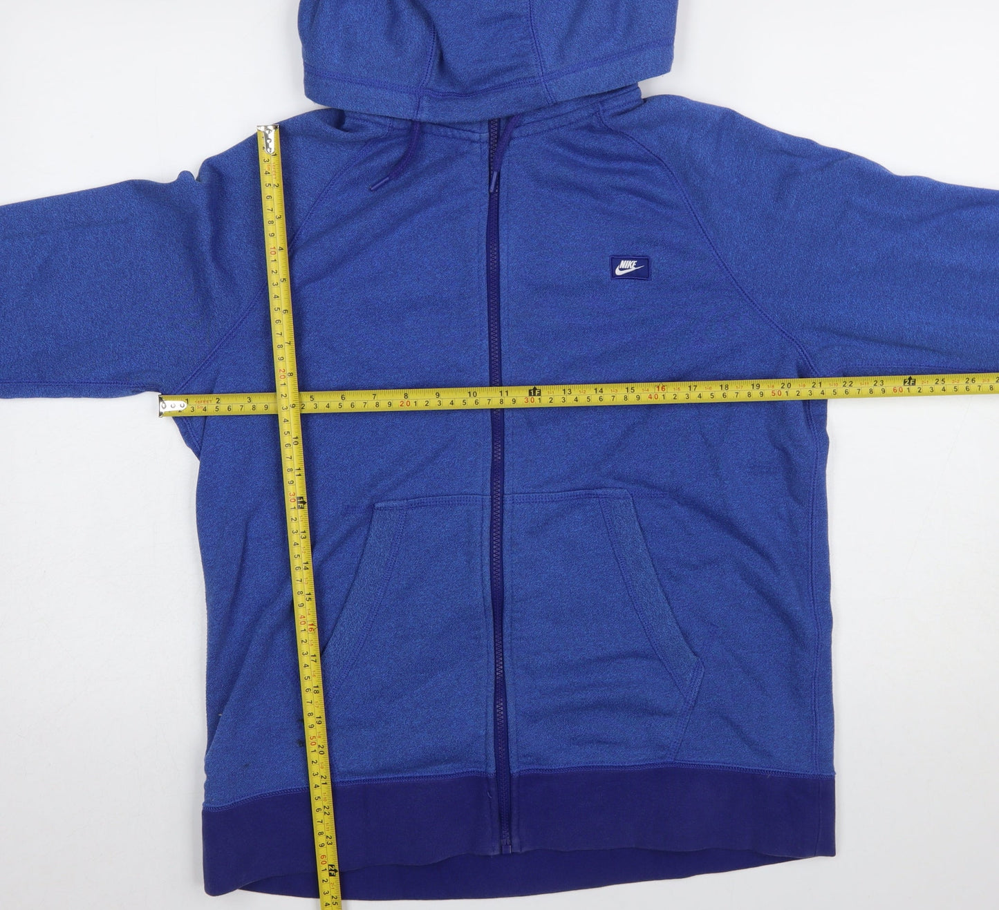 Nike Men Blue Full Zip Hoodie L Regular Fit Cotton Blend