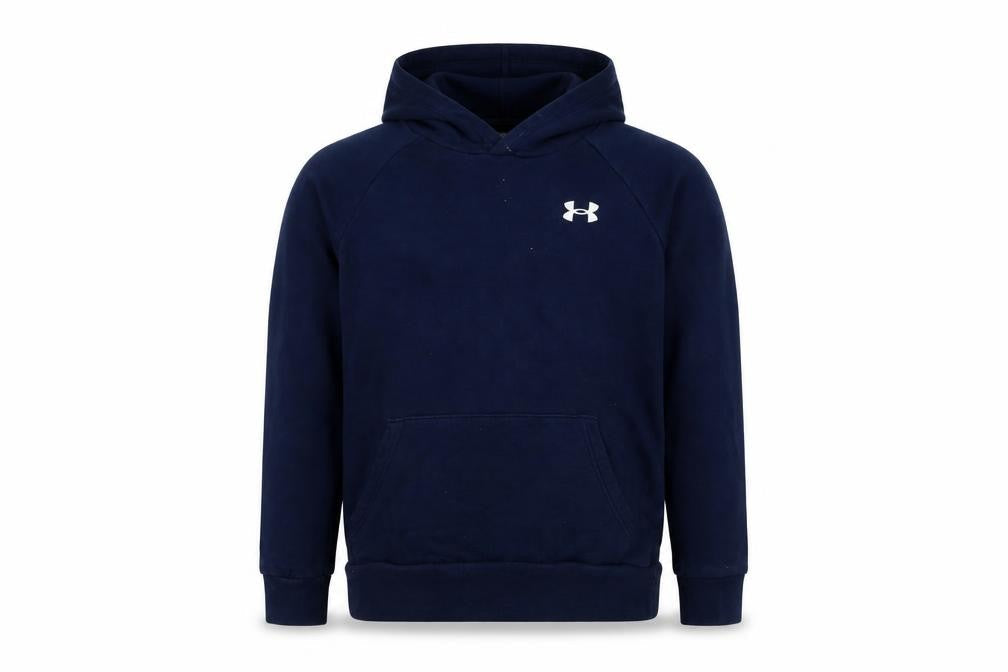 Under Armour Boys Navy Pullover Hoodie YLG Loose Fit Cotton Blend