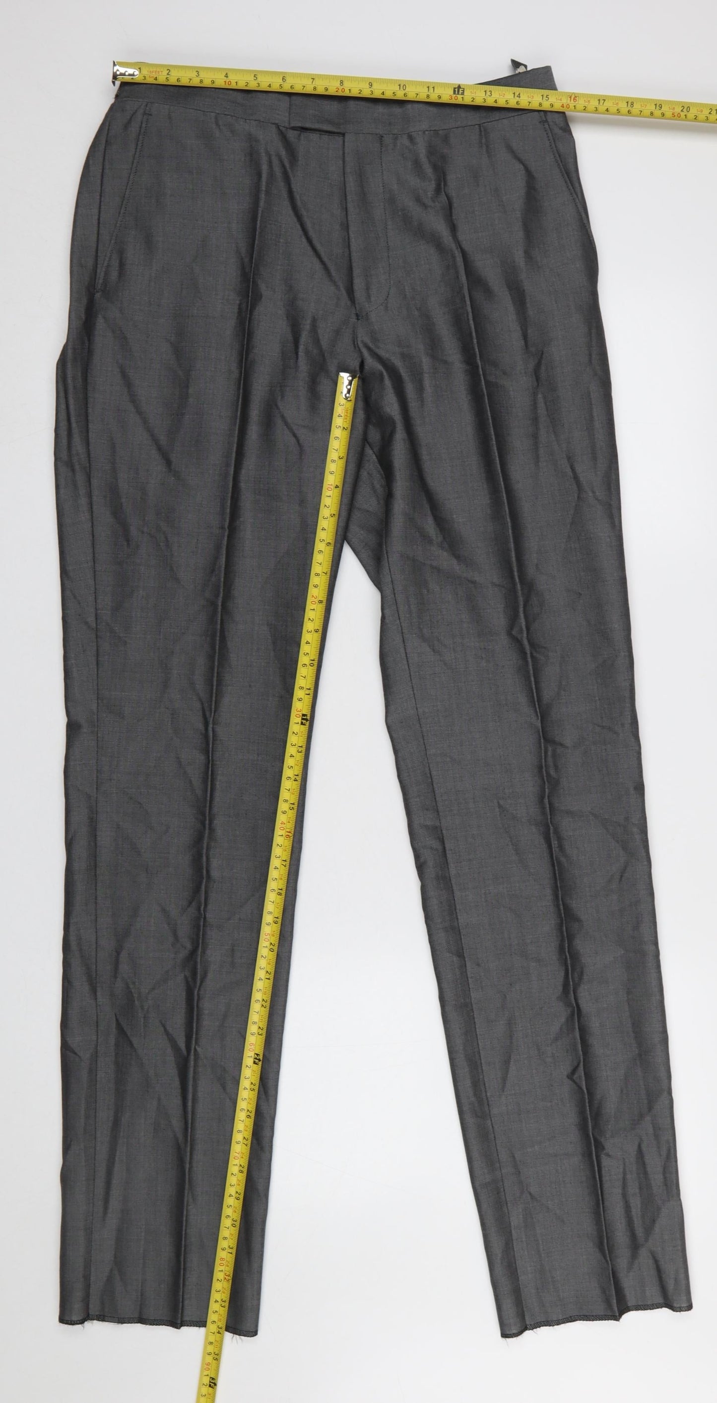 Torre Men's Grey 32L Classic Fit Wool Formal Dress Trousers