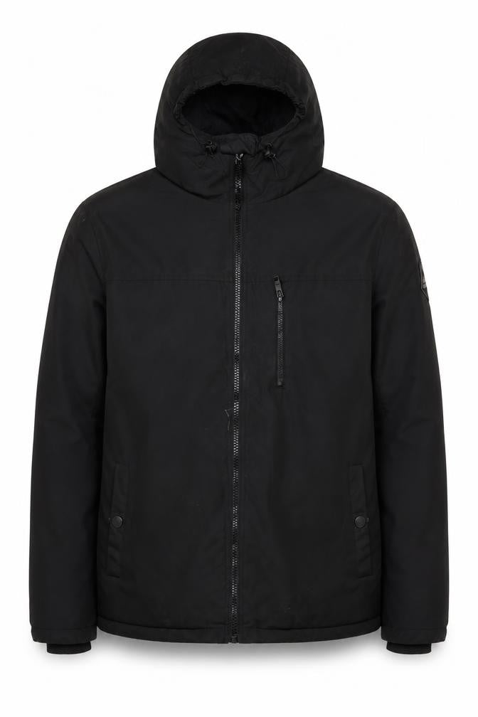 Threadbare Men's Black L Hooded Puffer Jacket Winter Zip Coat