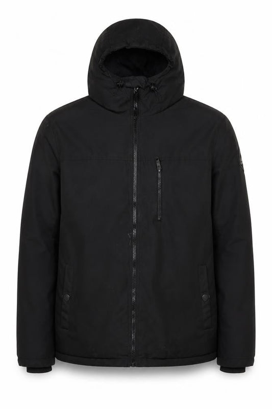 Threadbare Men's Black L Hooded Puffer Jacket Winter Zip Coat