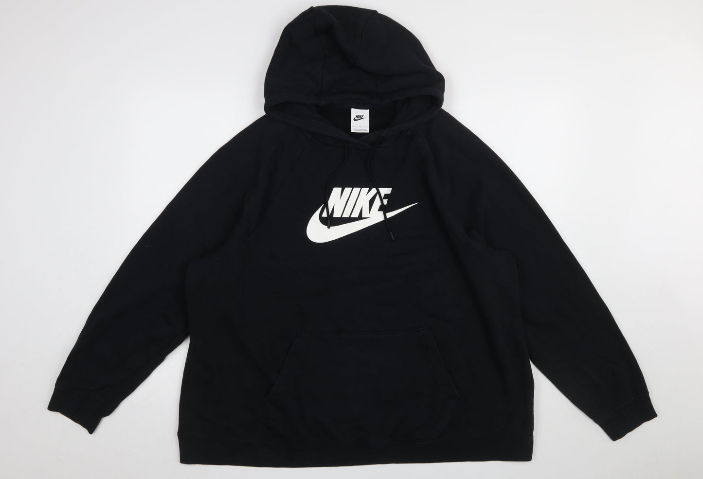 Nike Women Black Pullover Hoodie 1X Cotton Blend Logo Hoodie