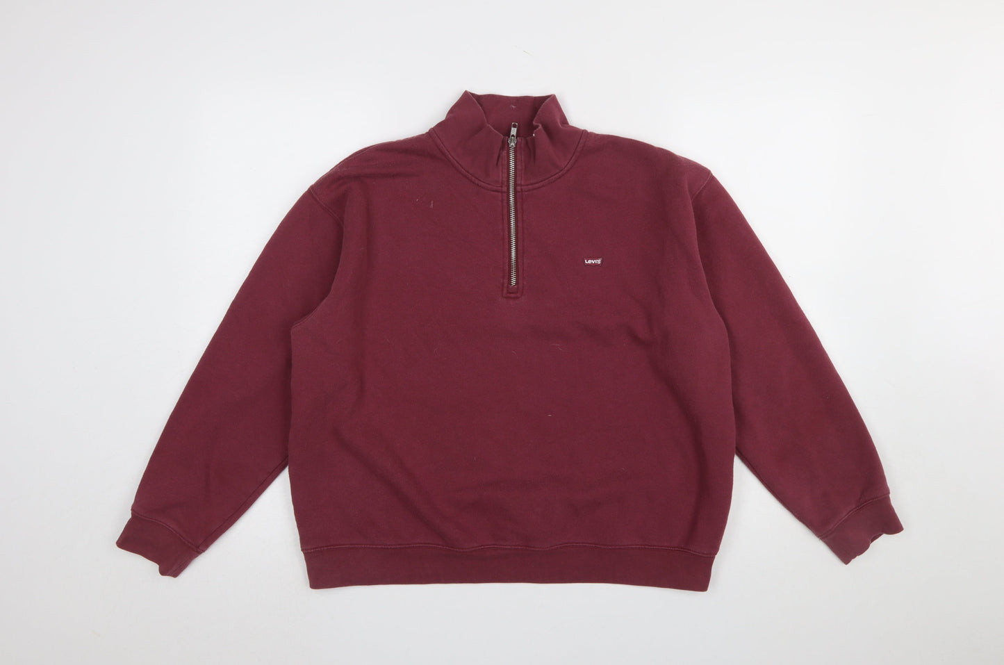 Levi's Womens Burgundy Half Zip Sweatshirt Cotton Blend M