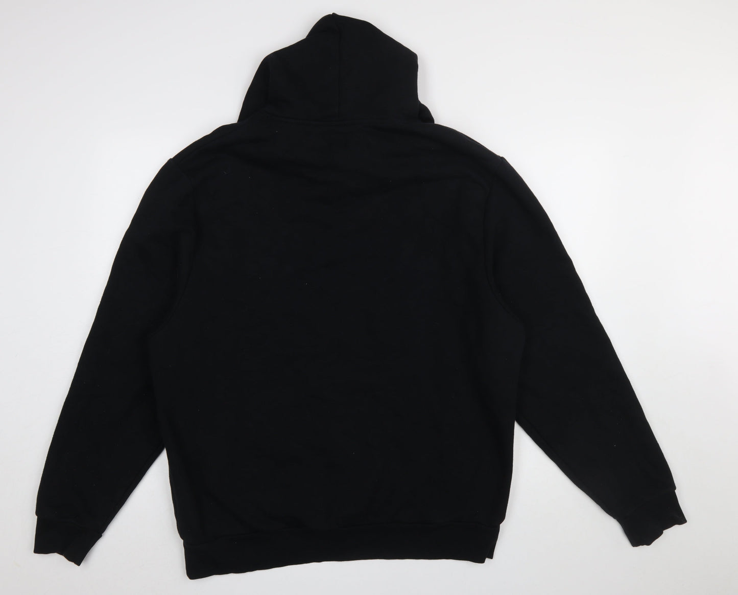 River Island Men’s Black Pullover Hoodie L Graphic Logo Cotton Blend