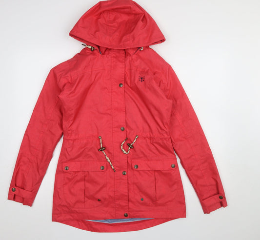 Lighthouse Women's Red Hooded Anorak Jacket Size 8 Waterproof Mid-Length